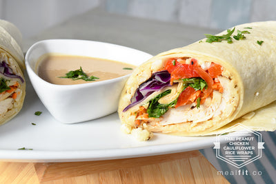 Thai Style Peanut Chicken Cauliflower Rice Wraps